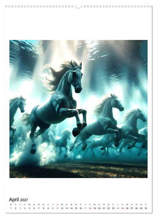 Pferde unter Wasser - Saddle up, die Tauchfahrt beginnt (CALVENDO Premium Wandkalender 2027)