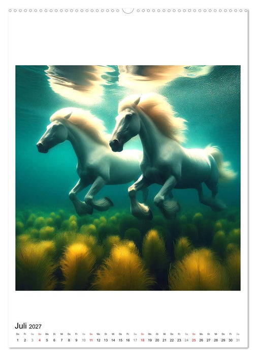 Pferde unter Wasser - Saddle up, die Tauchfahrt beginnt (CALVENDO Premium Wandkalender 2027)