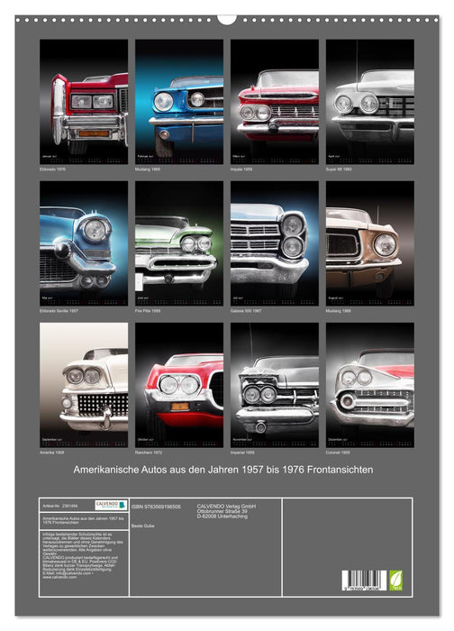 Amerikanische Autos aus den Jahren 1957 bis 1976 Frontansichten (CALVENDO Wandkalender 2027)
