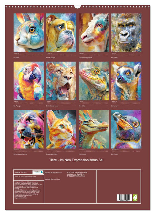 Tiere - Im Neo Expressionismus Stil (CALVENDO Wandkalender 2027)