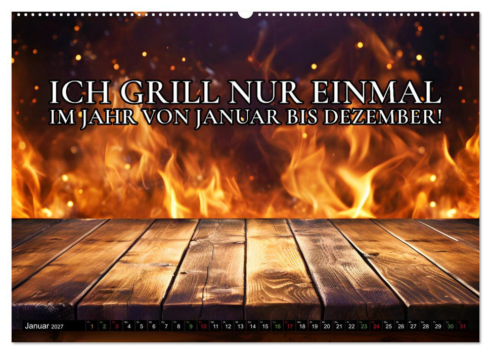 B wie BBQ Impressionen mit Sprüchen (CALVENDO Wandkalender 2027)