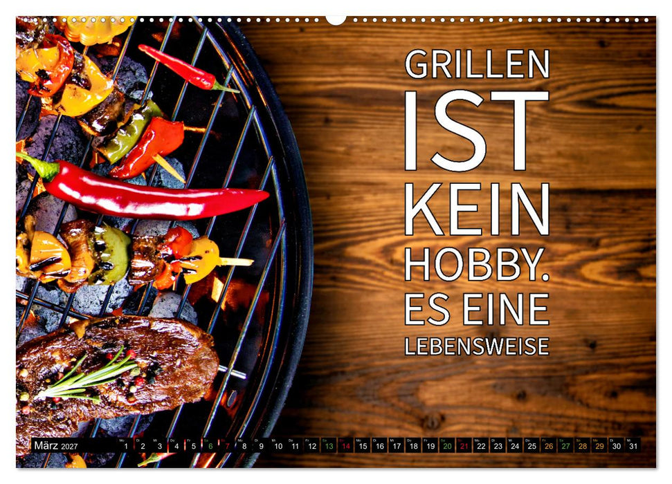 B wie BBQ Impressionen mit Sprüchen (CALVENDO Wandkalender 2027)