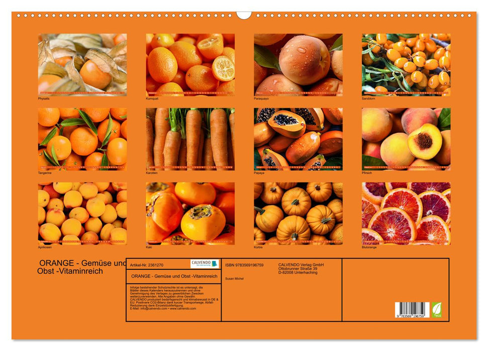 ORANGE - Gemüse und Obst -Vitaminreich (CALVENDO Wandkalender 2027)