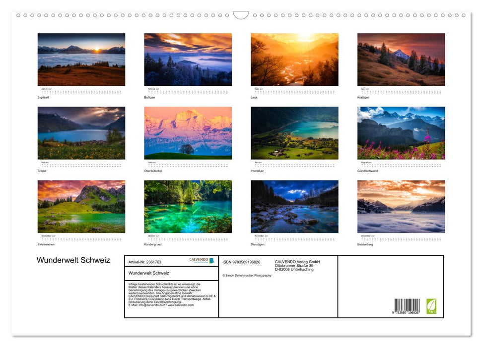 Wunderwelt Schweiz (CALVENDO Wandkalender 2027)