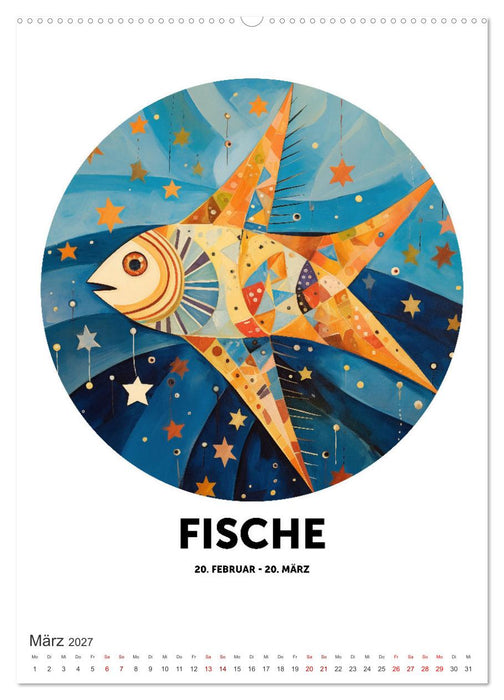 Kunstvolle Sternenwege: KI-Kompositionen der 12 Tierkreiszeichen (CALVENDO Premium Wandkalender 2027)
