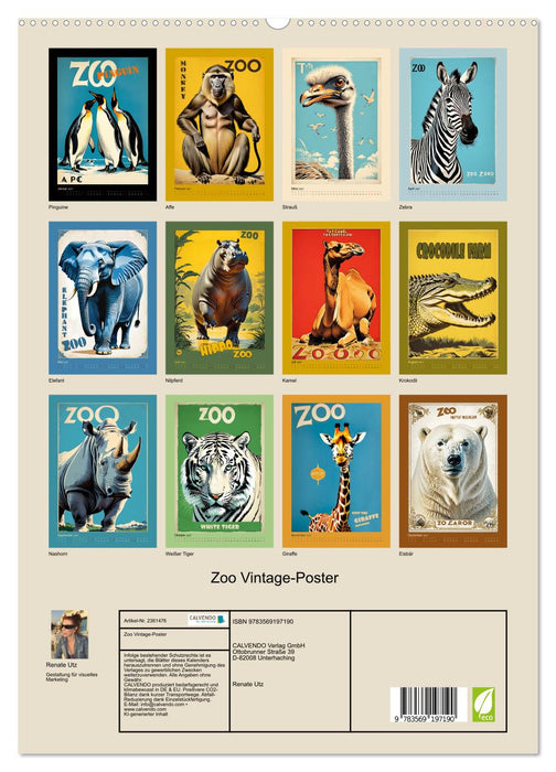 Zoo Vintage-Poster (CALVENDO Premium Wandkalender 2027)