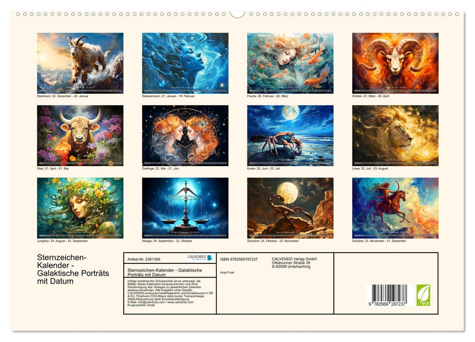 Sternzeichen-Kalender - Galaktische Porträts mit Datum (CALVENDO Premium Wandkalender 2027)