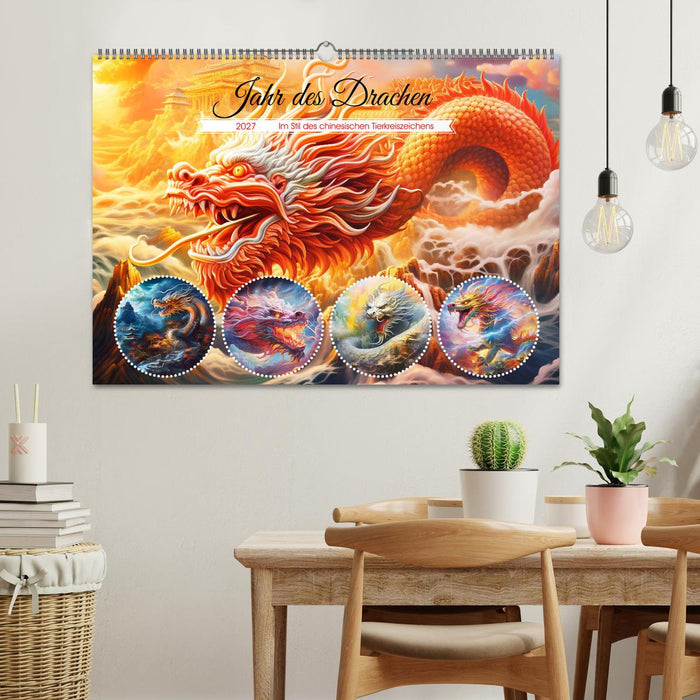 Jahr des Drachen - Im Stil des chinesischen Tierkreiszeichens (CALVENDO Wandkalender 2027)