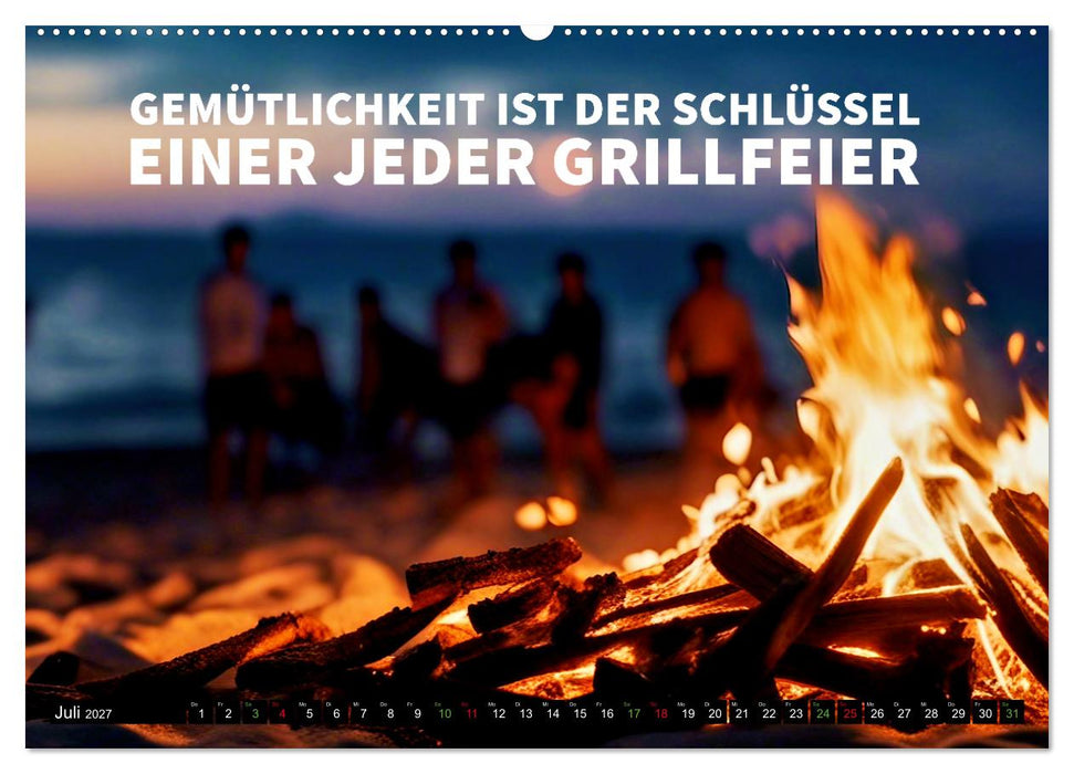 B wie BBQ Impressionen mit Sprüchen (CALVENDO Premium Wandkalender 2027)