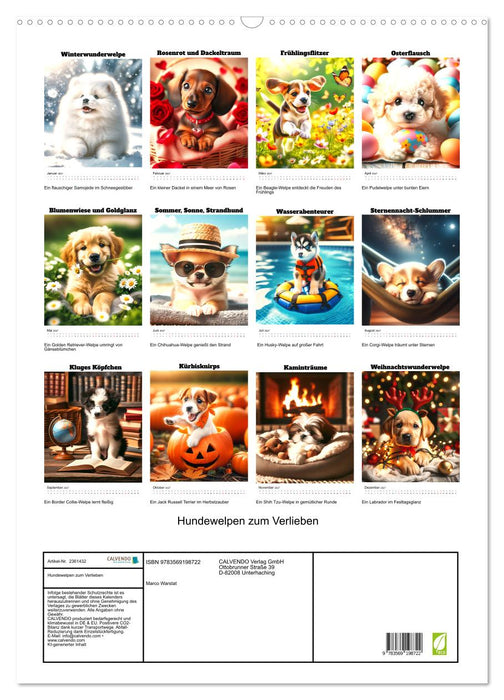Hundewelpen zum Verlieben (CALVENDO Wandkalender 2027)