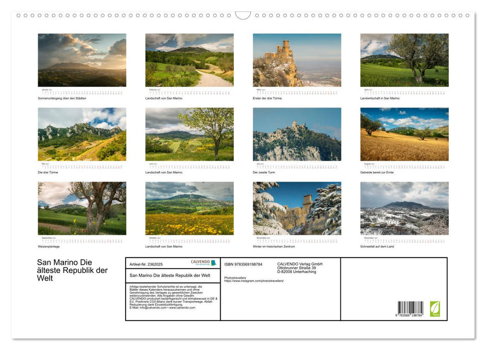 San Marino Die älteste Republik der Welt (CALVENDO Wandkalender 2027)