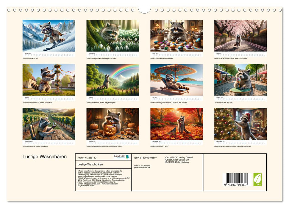 Lustige Waschbären (CALVENDO Wandkalender 2027)