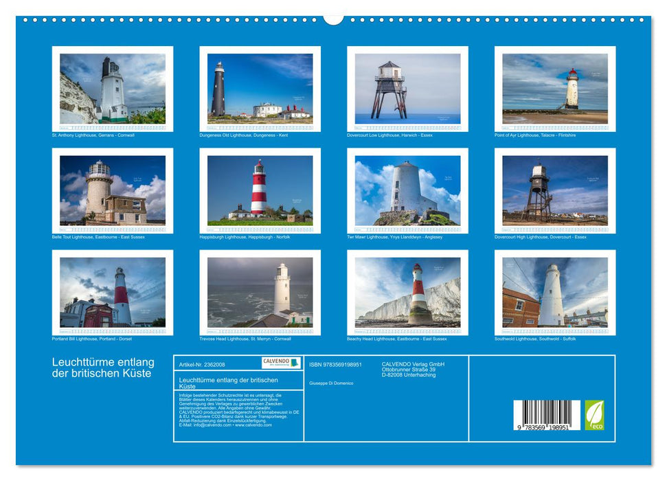 Leuchttürme entlang der britischen Küste (CALVENDO Premium Wandkalender 2027)