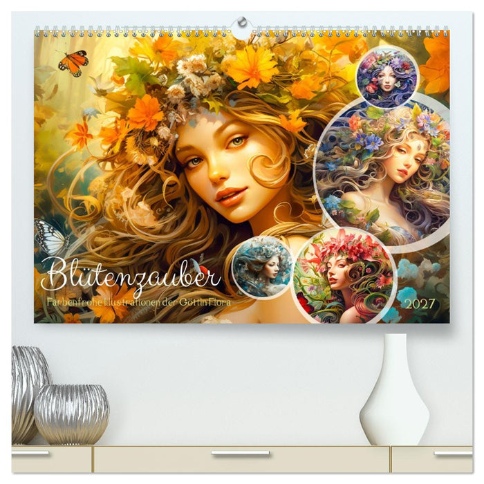 Blütenzauber - Farbenfrohe Illustrationen der Göttin Flora (CALVENDO Premium Wandkalender 2027)