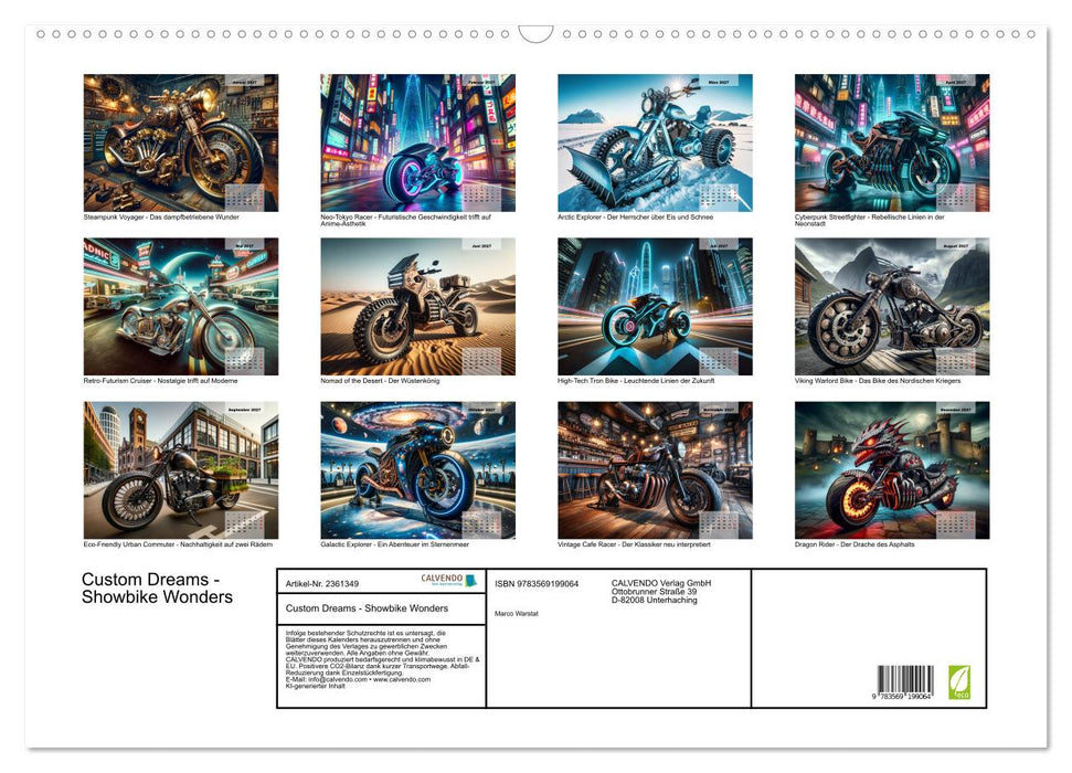 Custom Dreams - Showbike Wonders (CALVENDO Wandkalender 2027)