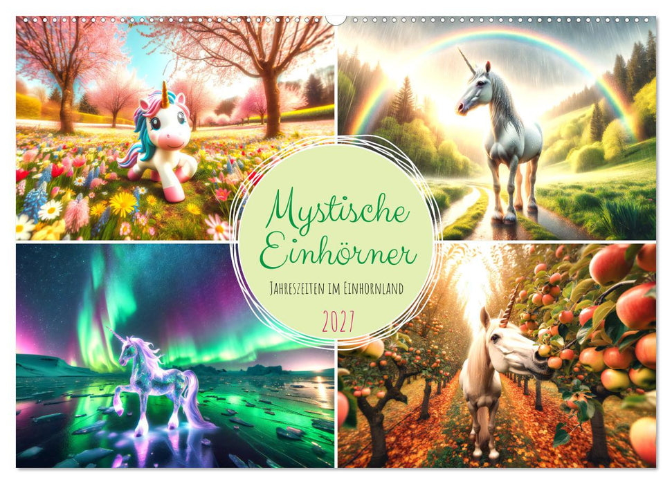 Mystische Einhörner - Jahreszeiten im Einhornland (CALVENDO Wandkalender 2027)
