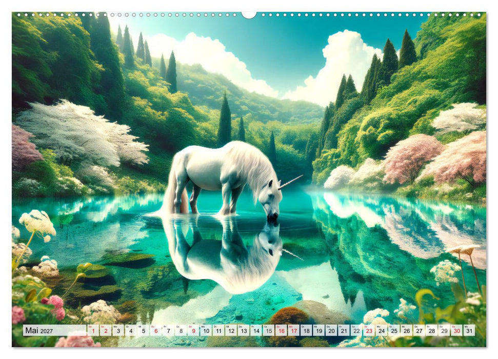 Mystische Einhörner - Jahreszeiten im Einhornland (CALVENDO Wandkalender 2027)