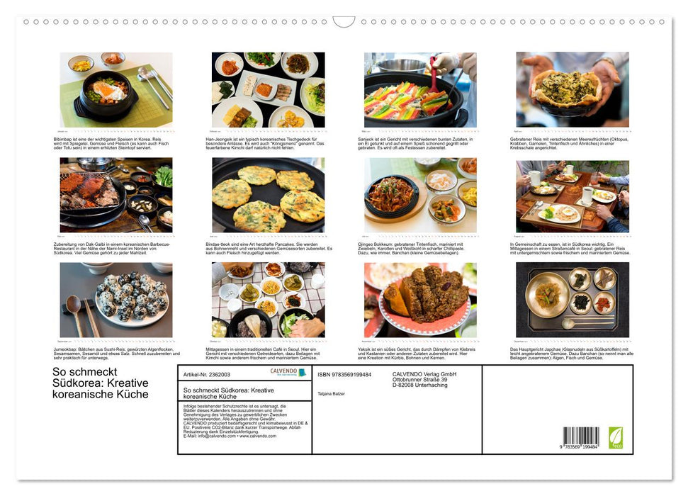 So schmeckt Südkorea: Kreative koreanische Küche (CALVENDO Wandkalender 2027)