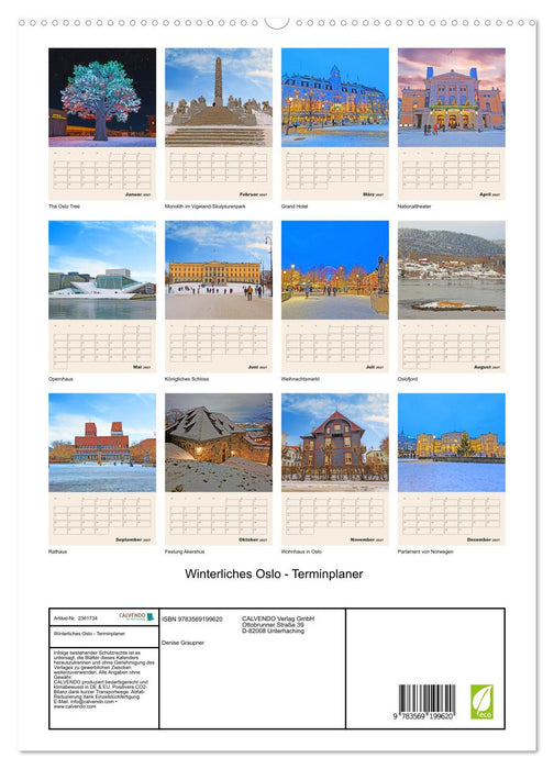 Winterliches Oslo - Terminplaner (CALVENDO Premium Wandkalender 2027)