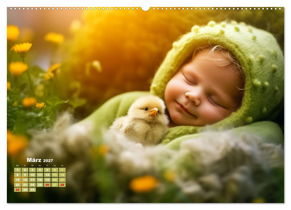 Kleine Schlummerparade: Babys und ihre kuscheligen Tierfreunde (CALVENDO Premium Wandkalender 2027)