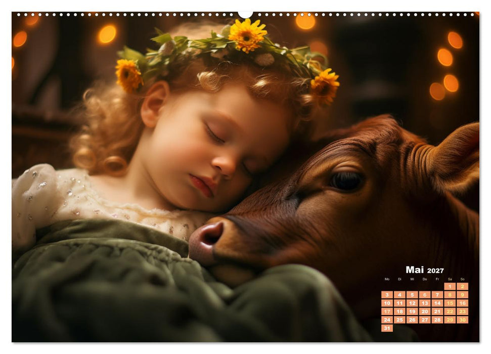Kleine Schlummerparade: Babys und ihre kuscheligen Tierfreunde (CALVENDO Premium Wandkalender 2027)