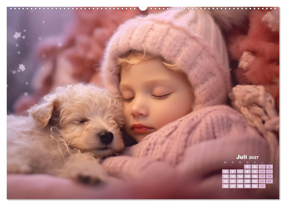 Kleine Schlummerparade: Babys und ihre kuscheligen Tierfreunde (CALVENDO Premium Wandkalender 2027)