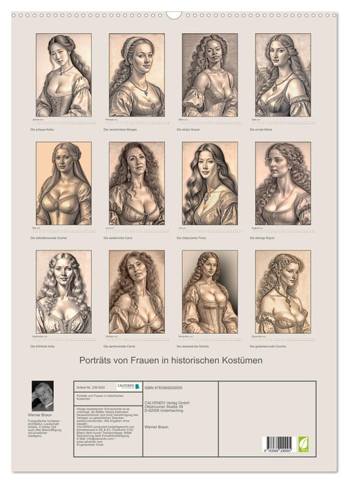 Porträts von Frauen in historischen Kostümen (CALVENDO Wandkalender 2027)