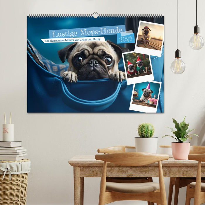 Lustige Mops-Hunde: Die charmanten Meister von Chaos und Unfug (CALVENDO Wandkalender 2027)