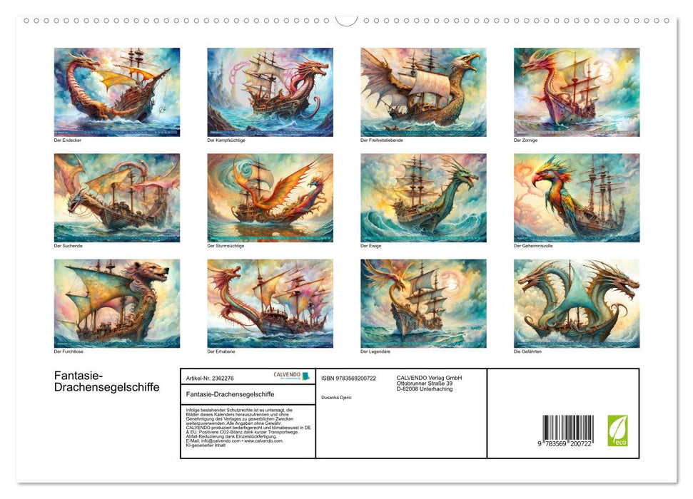 Fantasie-Drachensegelschiffe (CALVENDO Premium Wandkalender 2027)