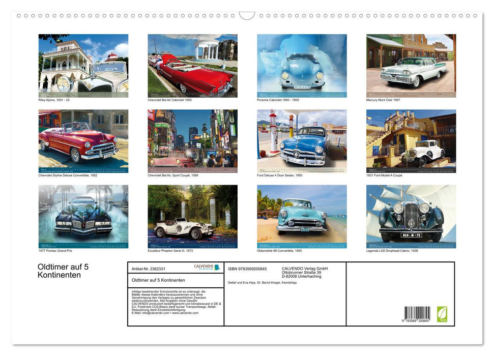 Oldtimer auf 5 Kontinenten (CALVENDO Wandkalender 2027)