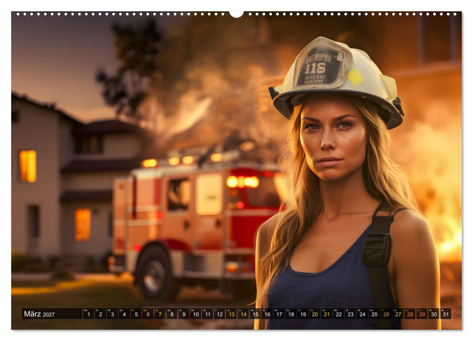 Sexy Feuerwehrfrauen: Hitzige Heldinnen zwischen Lippenstift und Löscheinsatz (CALVENDO Premium Wandkalender 2027)