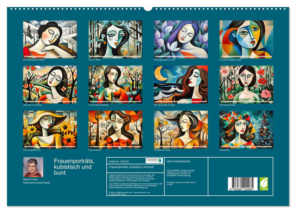 Frauenporträts, kubistisch und bunt (CALVENDO Premium Wandkalender 2027)