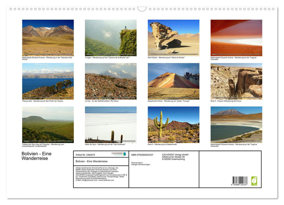Bolivien - Eine Wanderreise (CALVENDO Wandkalender 2027)