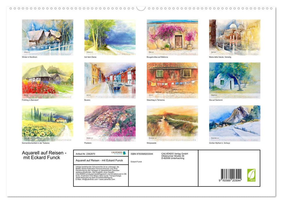 Aquarell auf Reisen - mit Eckard Funck (CALVENDO Premium Wandkalender 2027)