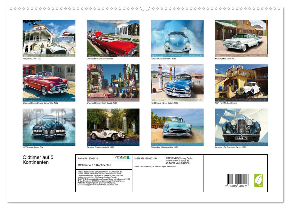 Oldtimer auf 5 Kontinenten (CALVENDO Premium Wandkalender 2027)