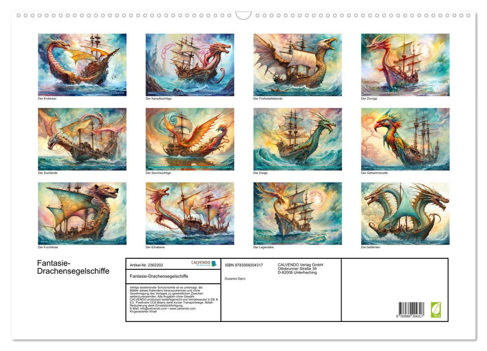 Fantasie-Drachensegelschiffe (CALVENDO Wandkalender 2027)