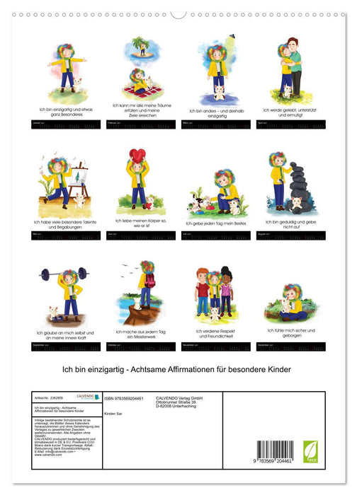Ich bin einzigartig - Achtsame Affirmationen für besondere Kinder (CALVENDO Premium Wandkalender 2027)
