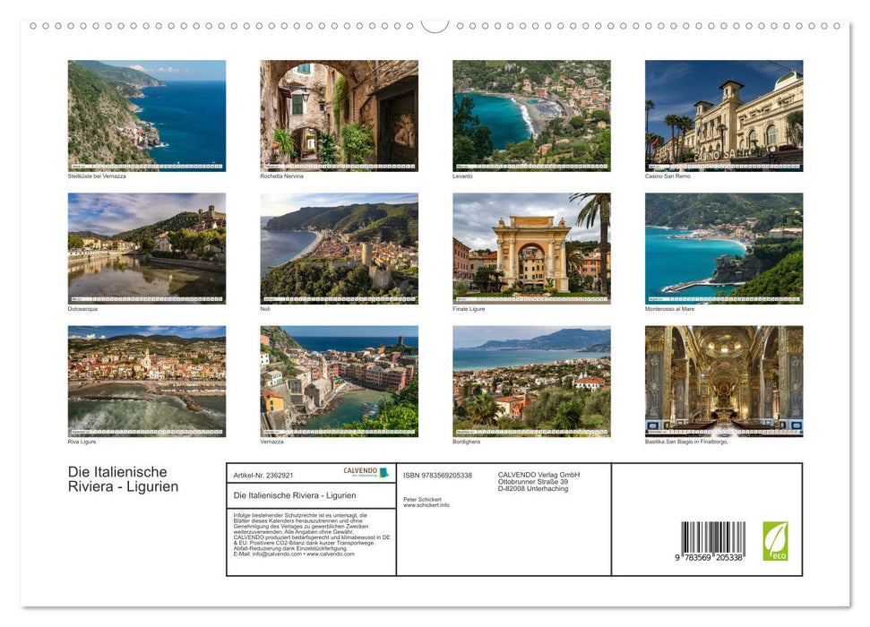 Die Italienische Riviera - Ligurien (CALVENDO Premium Wandkalender 2027)