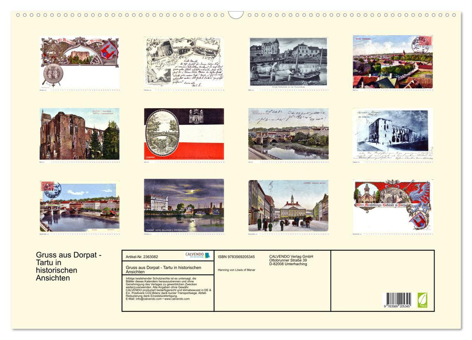 Gruss aus Dorpat - Tartu in historischen Ansichten (CALVENDO Wandkalender 2027)