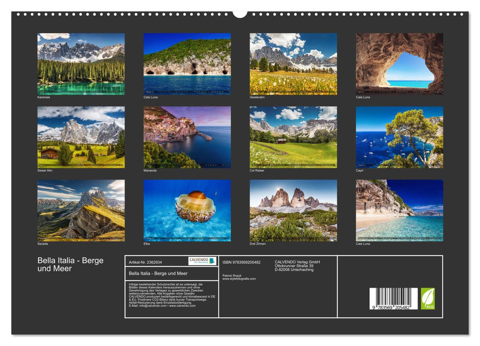 Bella Italia - Berge und Meer (CALVENDO Premium Wandkalender 2027)
