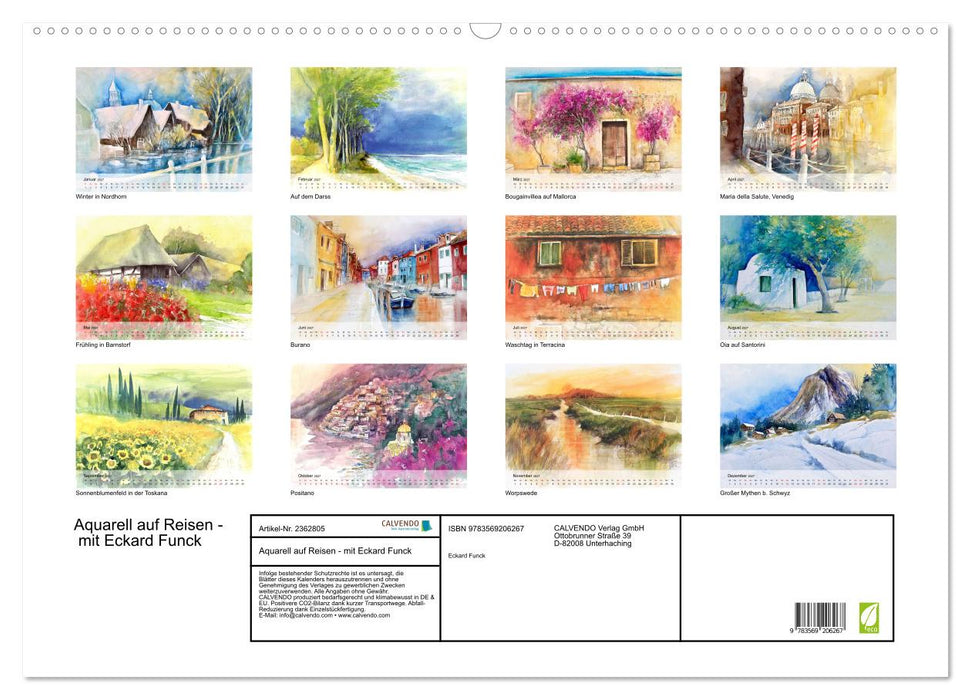Aquarell auf Reisen - mit Eckard Funck (CALVENDO Wandkalender 2027)