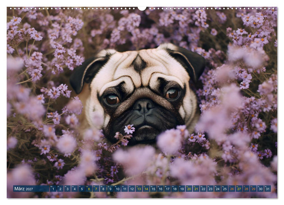Lustige Mops-Hunde: Die charmanten Meister von Chaos und Unfug (CALVENDO Premium Wandkalender 2027)