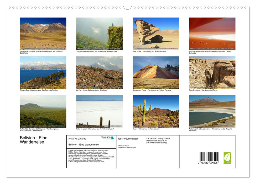 Bolivien - Eine Wanderreise (CALVENDO Premium Wandkalender 2027)