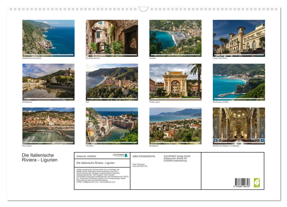 Die Italienische Riviera - Ligurien (CALVENDO Wandkalender 2027)