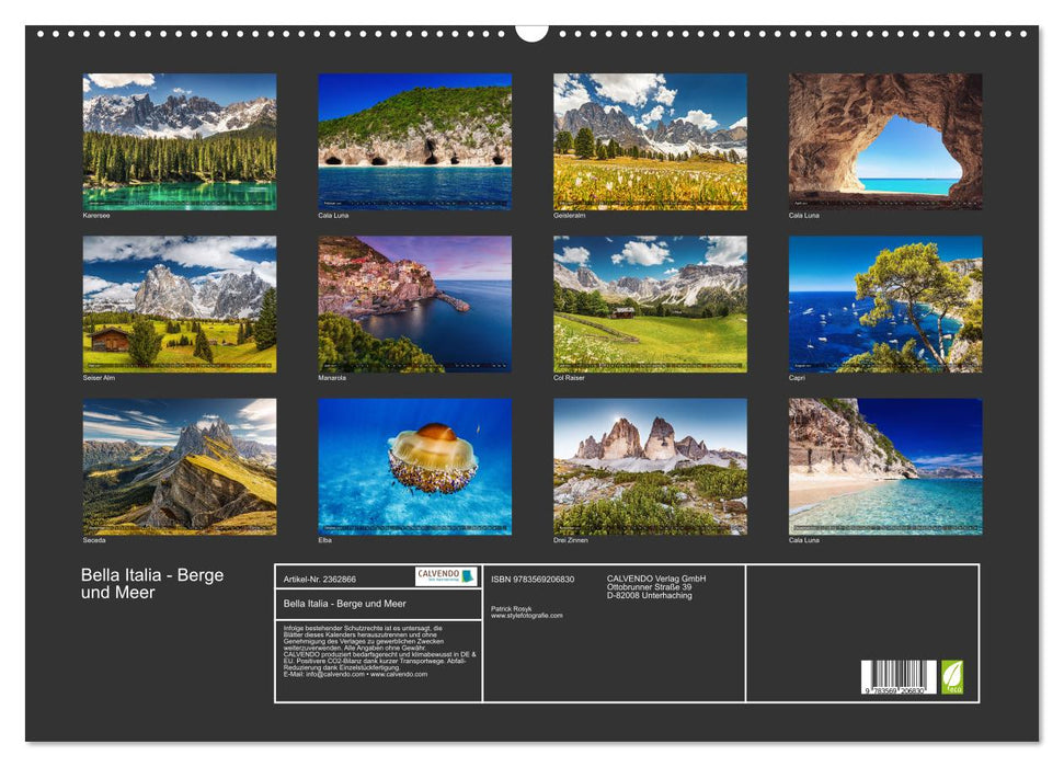 Bella Italia - Berge und Meer (CALVENDO Wandkalender 2027)