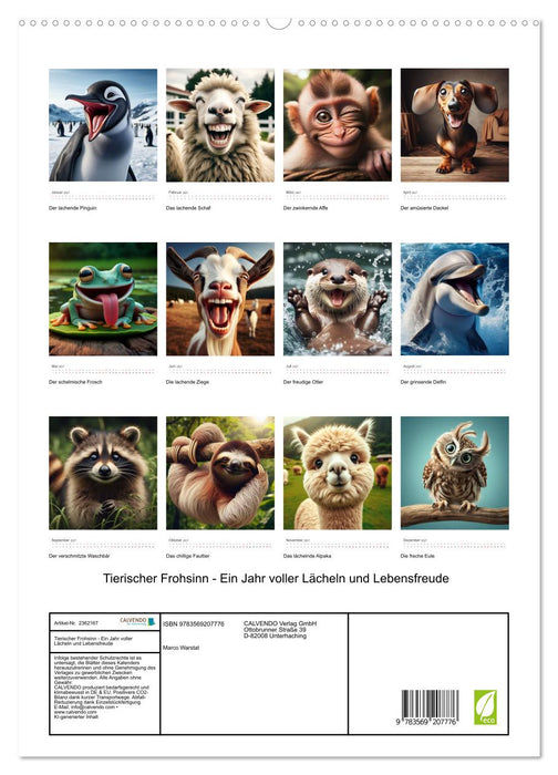 Tierischer Frohsinn - Ein Jahr voller Lächeln und Lebensfreude (CALVENDO Premium Wandkalender 2027)