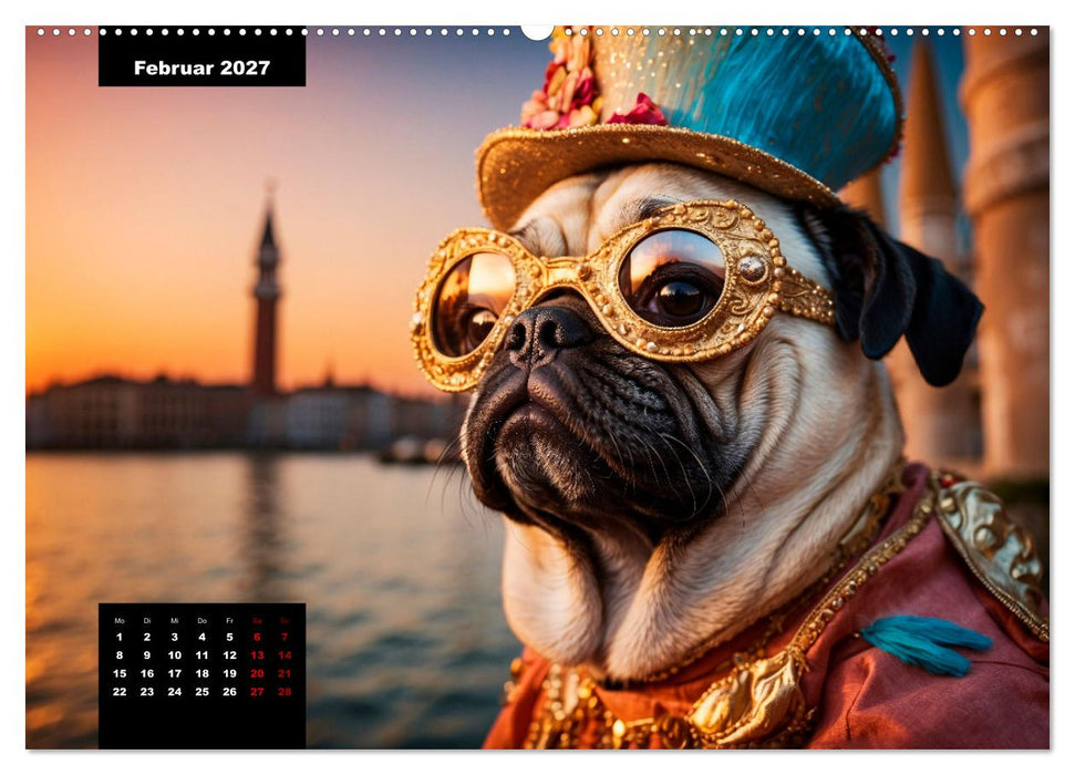 Mopszauber - Süße Möpse begleiten durchs Jahr (CALVENDO Wandkalender 2027)