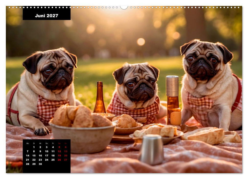 Mopszauber - Süße Möpse begleiten durchs Jahr (CALVENDO Wandkalender 2027)