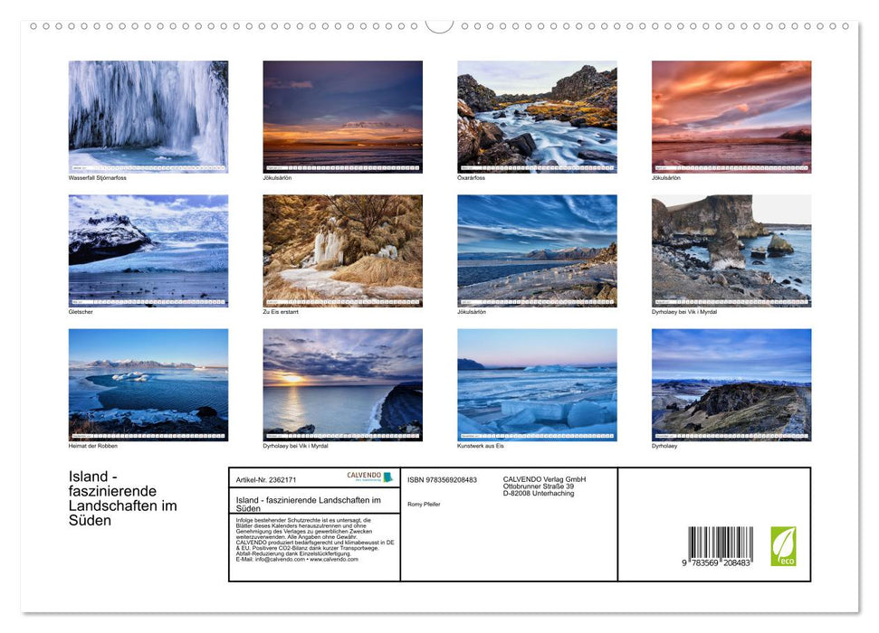 Island - faszinierende Landschaften im Süden (CALVENDO Premium Wandkalender 2027)