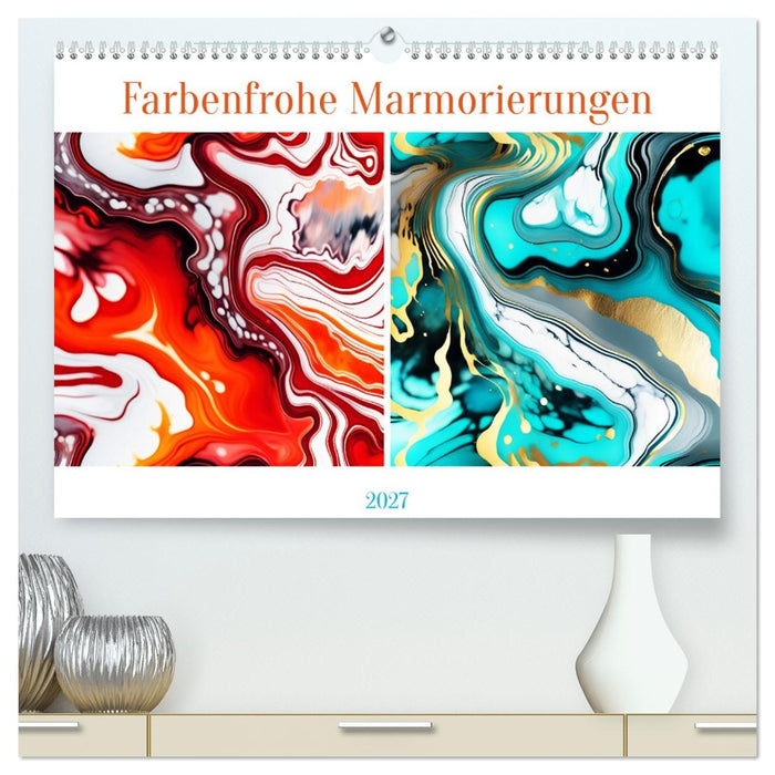 Farbenfrohe Marmorierungen (CALVENDO Premium Wandkalender 2027)